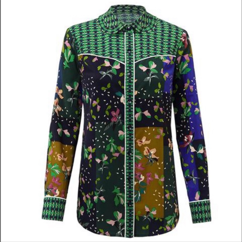 CAbi Bronco Floral Patchwork Button Up Shirt M - image 7